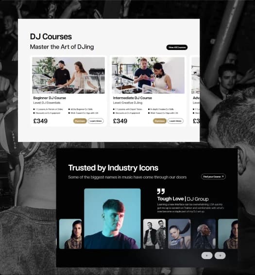 London Sound Academy tutor interface